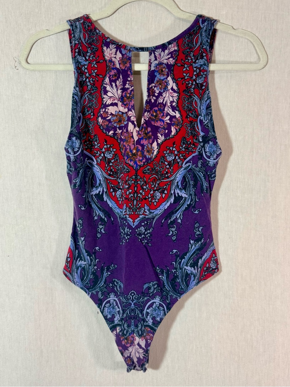 Intimately by Free People XS sleeveless thong bodysuit Purple & Red Floral